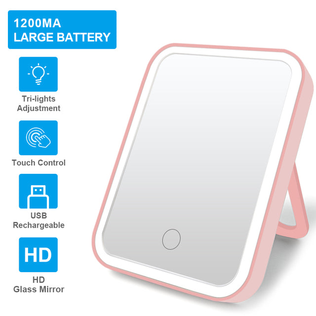 Rechargeable Travel Makeup Mirror with Lights