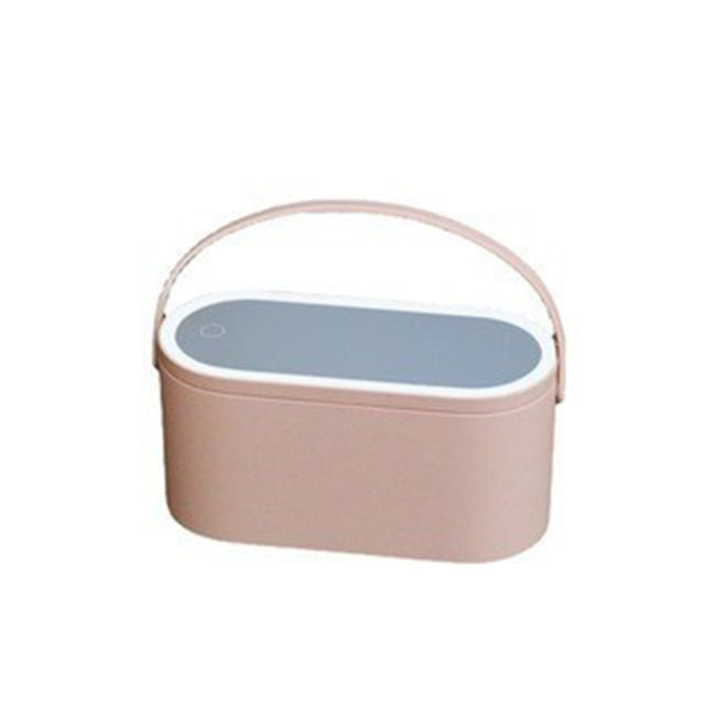Makeup Organizer Travel Box with Removable LED Mirror