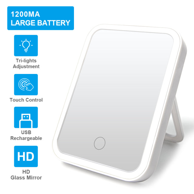 Rechargeable Travel Makeup Mirror with Lights