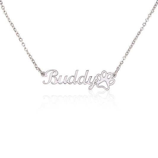 Personalized Name & Paw Print Necklace