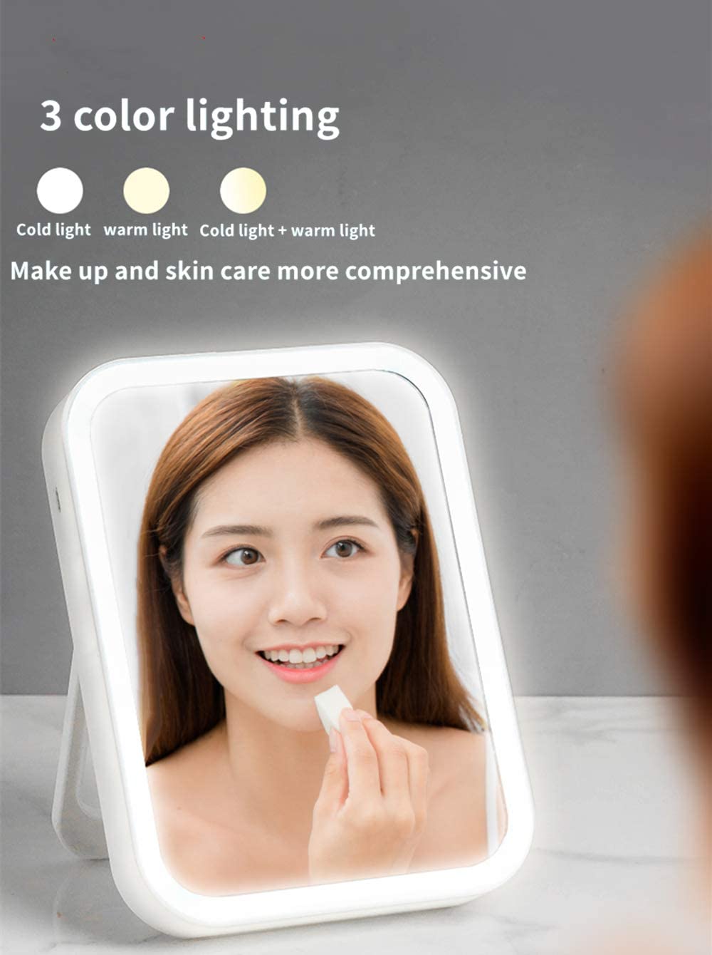 Rechargeable Travel Makeup Mirror with Lights