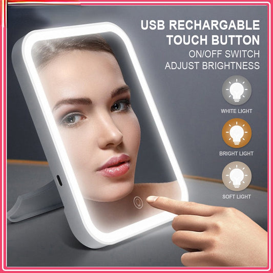Rechargeable Travel Makeup Mirror with Lights