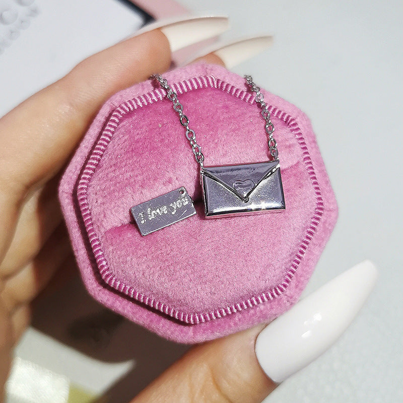 New Trendy Envelope Love Letter Silver Necklace