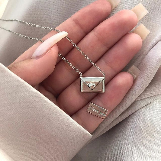New Trendy Envelope Love Letter Silver Necklace