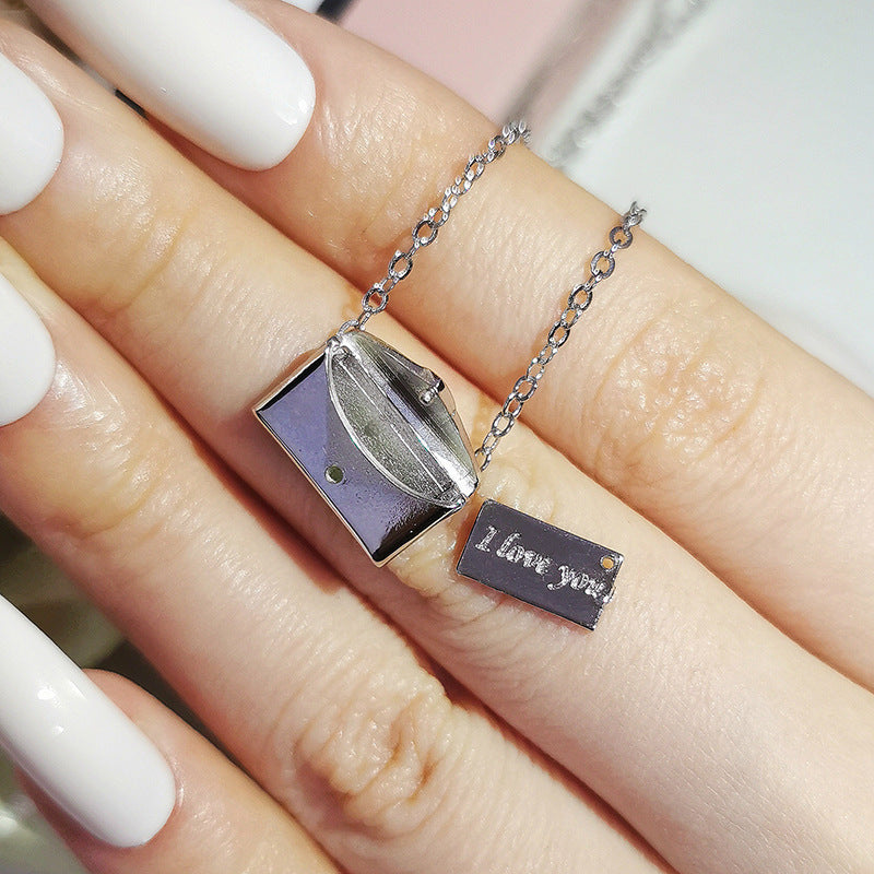 New Trendy Envelope Love Letter Silver Necklace
