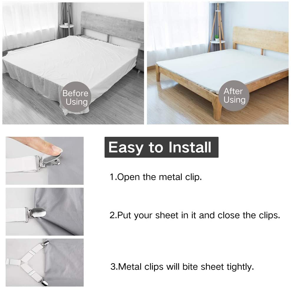 Elastic Bed Sheet Gripper Fastener Clips - 4PCS/Set